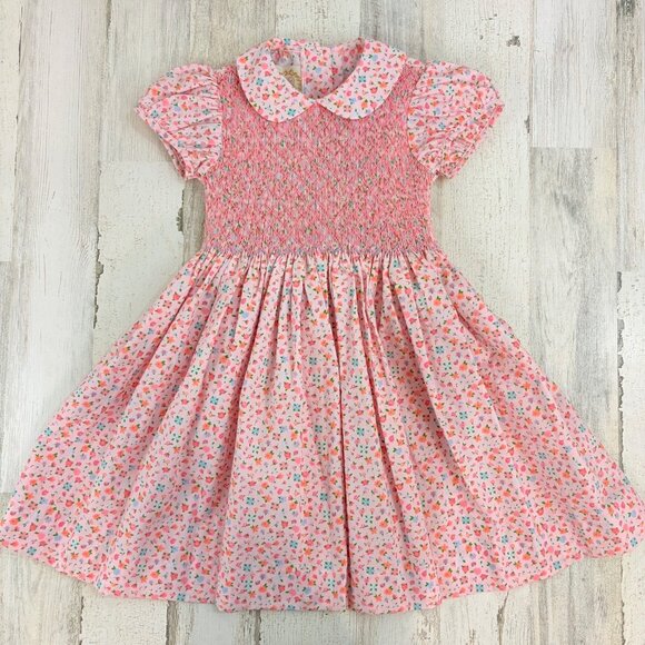 The Beaufort Bonnet Company Dottie Hart Smocked Dress Fall Fest Floral Girls 7 - Picture 1 of 11